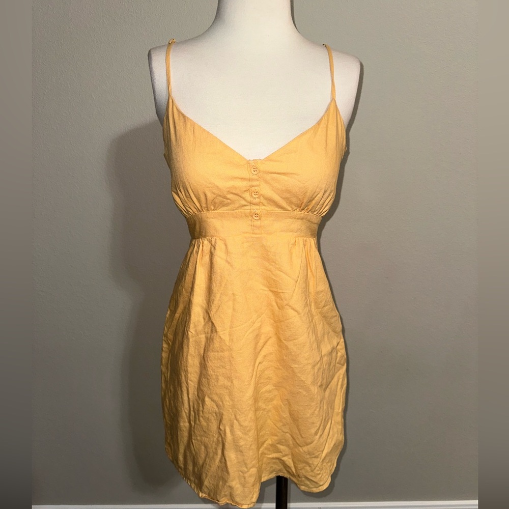 F21 Yellow Linen Sun Dress